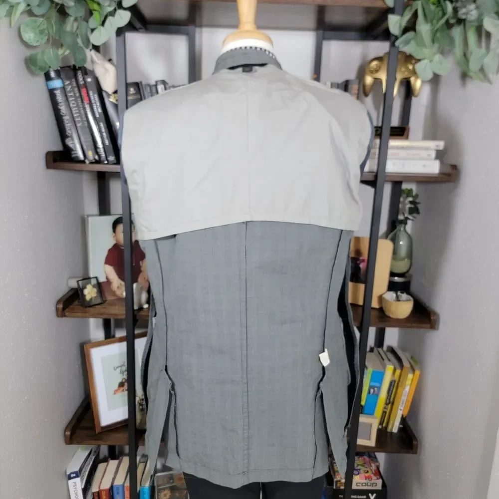 Express Men's Sport Coat‎ Blazer Two Button Gray Plaid Cotton Size 42L
